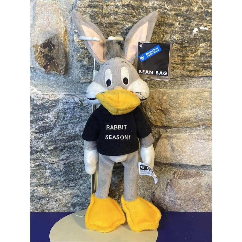 VTG "Bugs Rabbit Season" Bean Bag Plush Warner Bros Studio Disguised Daffy Duck